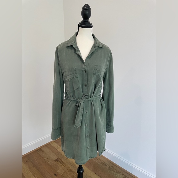 Bella Dahl Women's Green Belted Tencel Dress - Picture 1 of 15